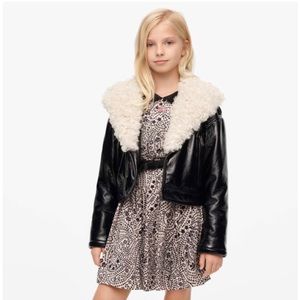 Zara faux leather shimmer biker jacket